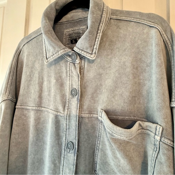 Aerie Light Heathered Blue Oversized Lumberjane Fleece - Picture 2 of 6